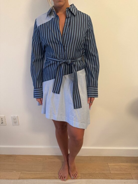 10 Crosby Derek Lam Slimming Asymmetrical Waist-Tie Dress - Picture 1 of 7